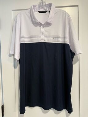 Travis Mathew Bauer White and Navy/White Polo, size XXL NWOT